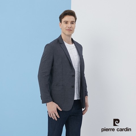 Pierre Cardin皮爾卡登男裝都會時尚休閒西裝外套-灰藍色